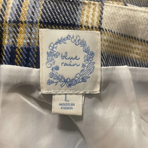 Blue Rain Rayon Blend Plaid Mini Skirt Sz L - Picture 6 of 6